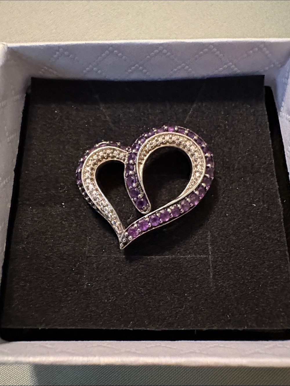 Sterling Silver Amethyst Heart 925 stamped